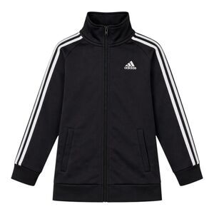 Adidas Black White Stripes Track Zippered Jacket boys Size 7